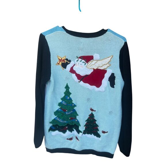 Quacker Factory Women's Small  Ugly Christmas Cardigan Sweater Santa Toy angel - Picture 2 of 6